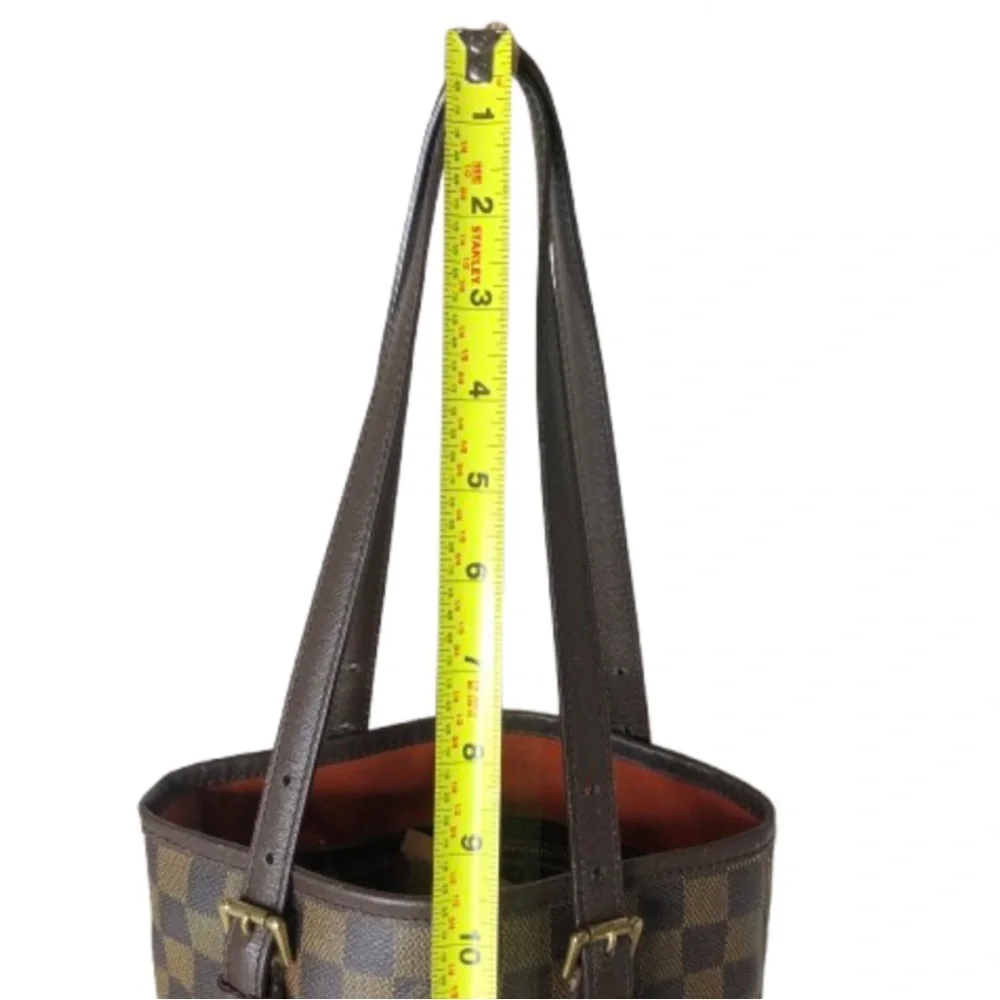 LOUIS VUITTON Damier Ebene Marais Bucket Bag w Interior Zip Pocket LV DUSTY